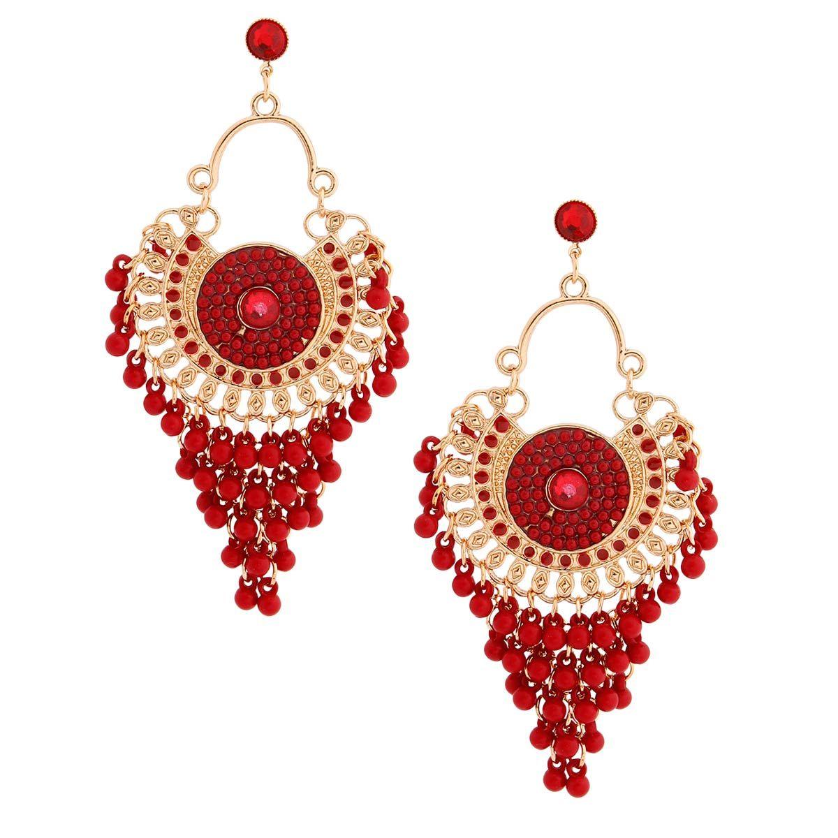 Stand Out from the Crowd with Red Beaded Chandelier Earrings