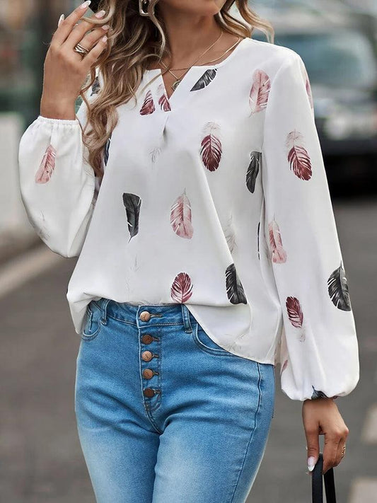 Stay On-trend with Our Notched Neck Long Sleeve Blouse - Shop Today