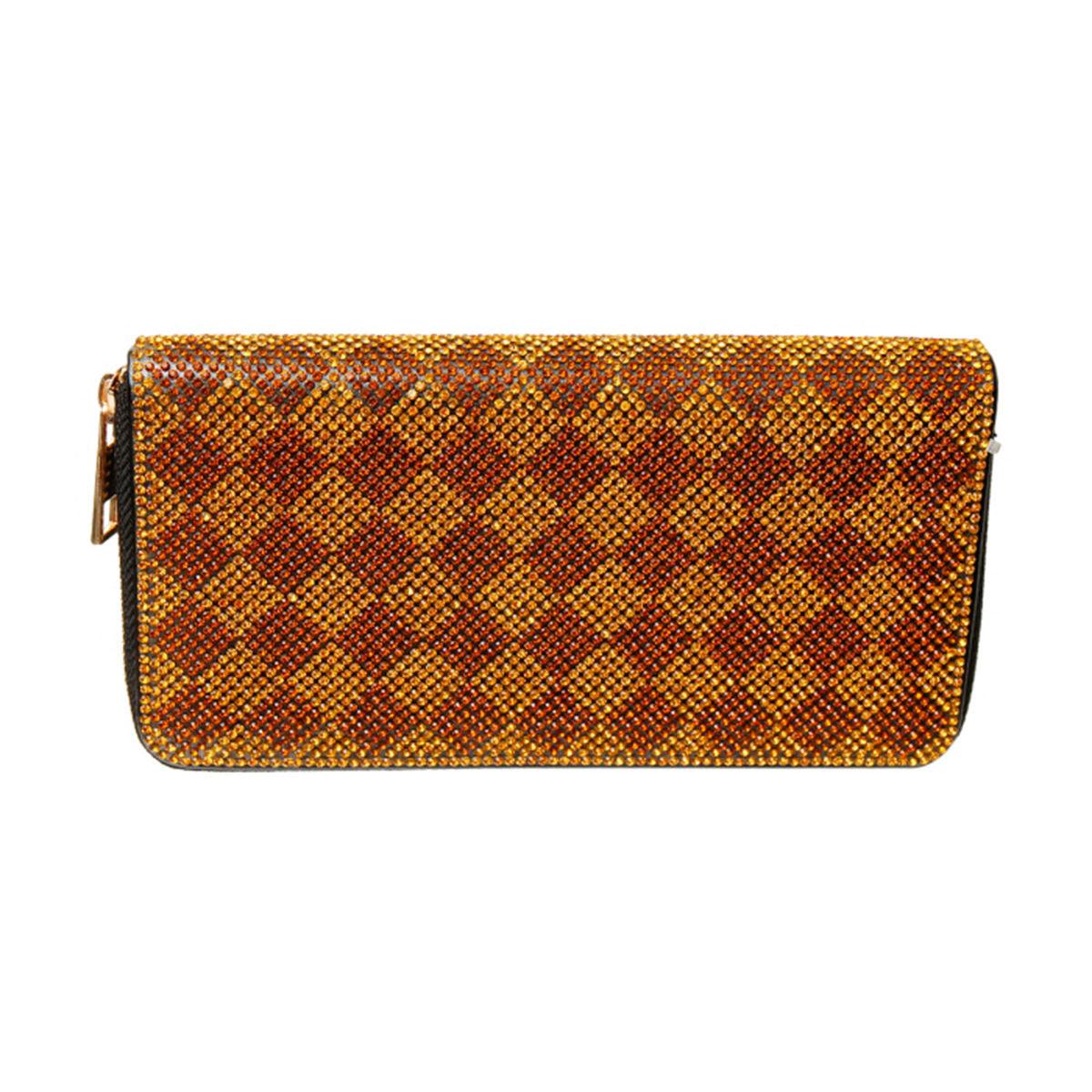 Stay Organized and Fashionable with a Diamond Pattern Zipper Wallet