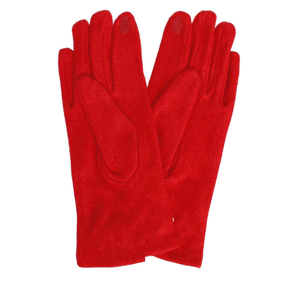 Stay Warm in Style with Women's Red Winter Gloves | Faux Pearl Cuff