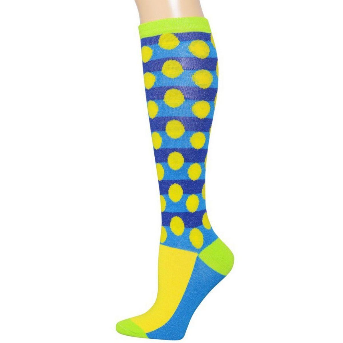 Step Up Your Style: Fun Yellow Polka Dot Knee High Socks for Women