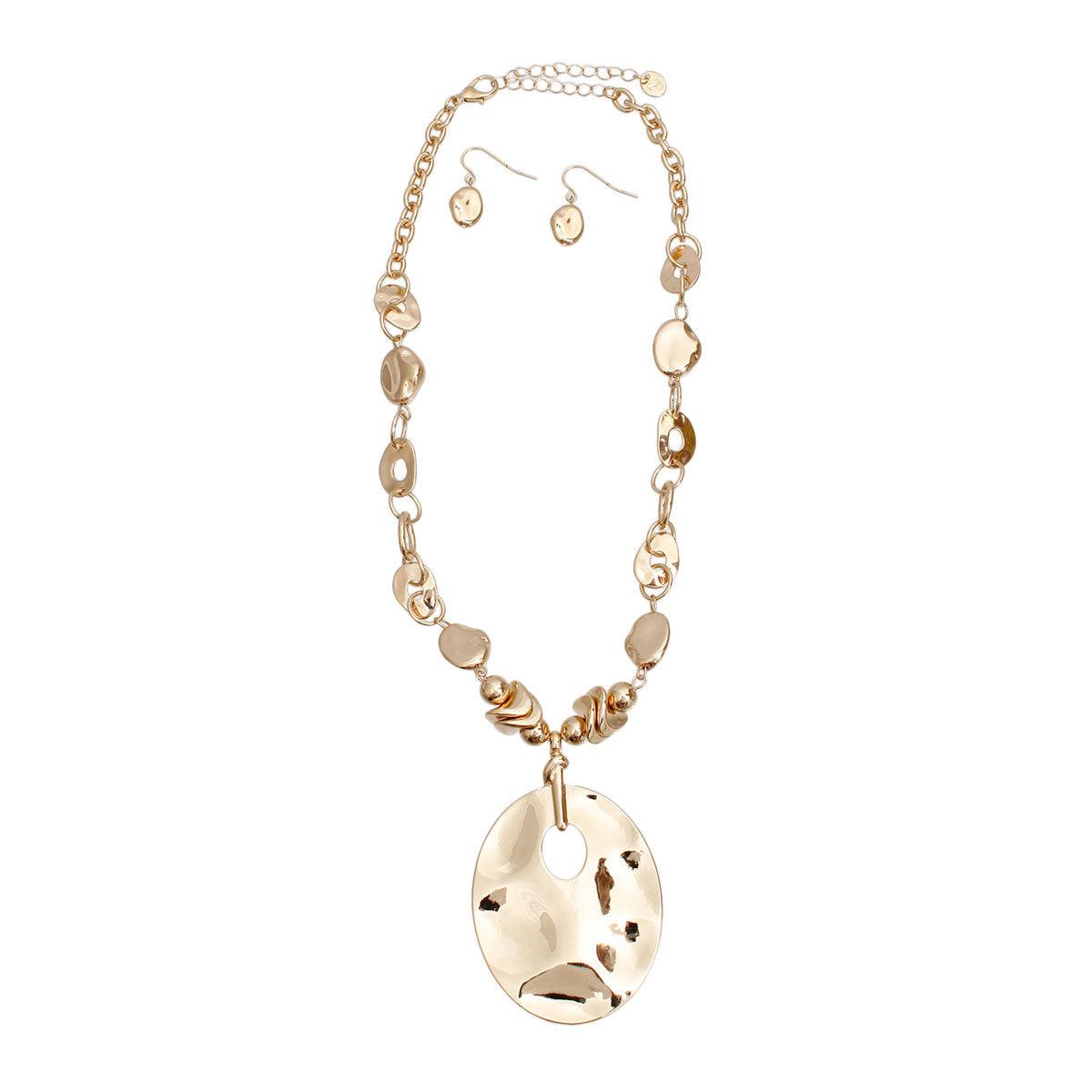 Step Up Your Style Game: Trendy Gold Tone Necklace and Earrings Set