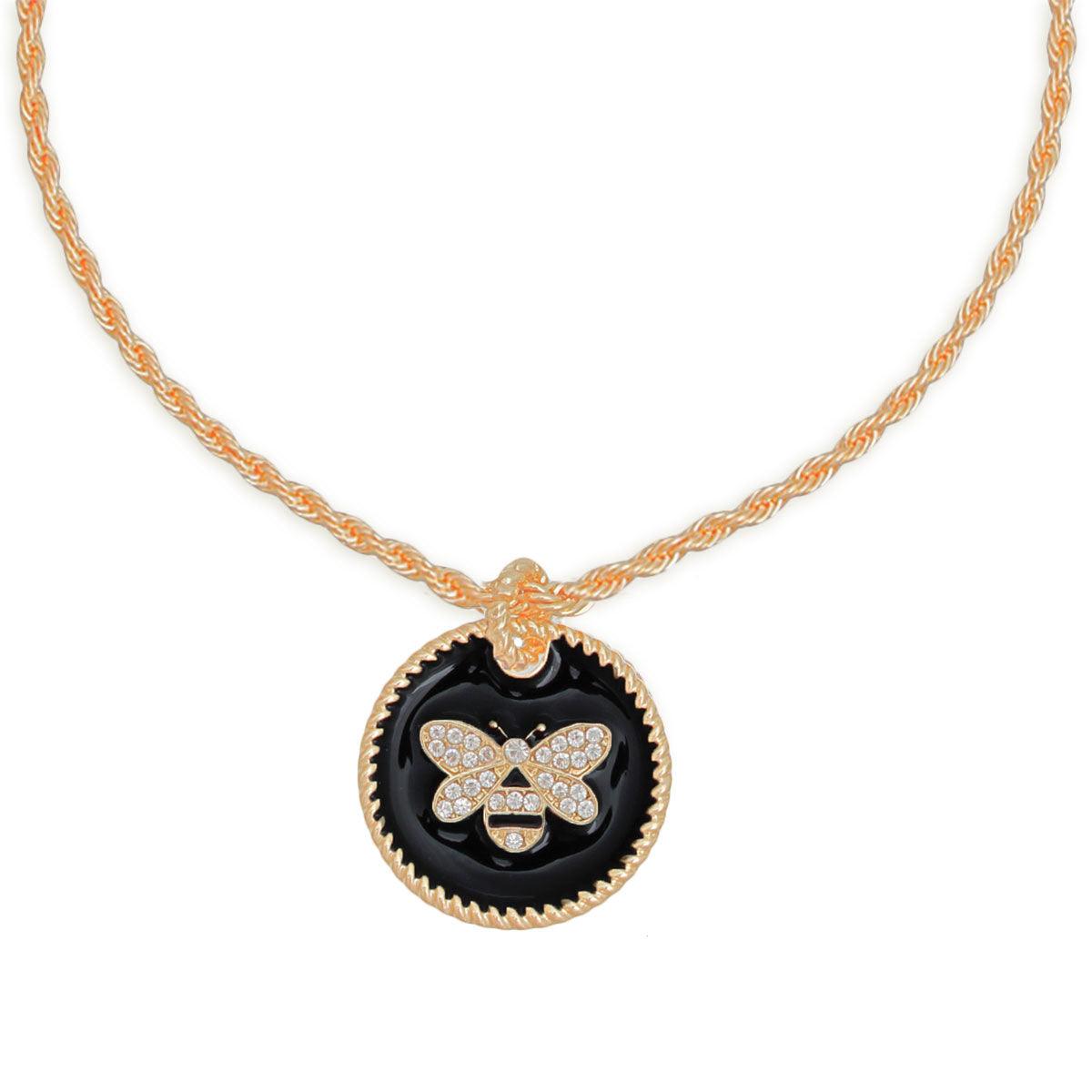 Stunning Black Gold Bee Necklace - Shop Fashion Jewelry Now
