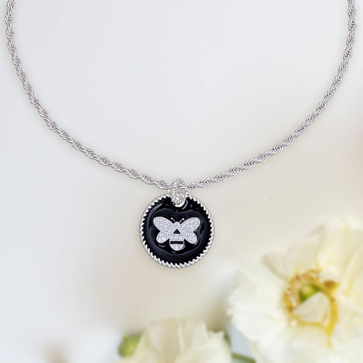 Stunning Black Silver Bee Necklace - Shop Fashion Jewelry Now
