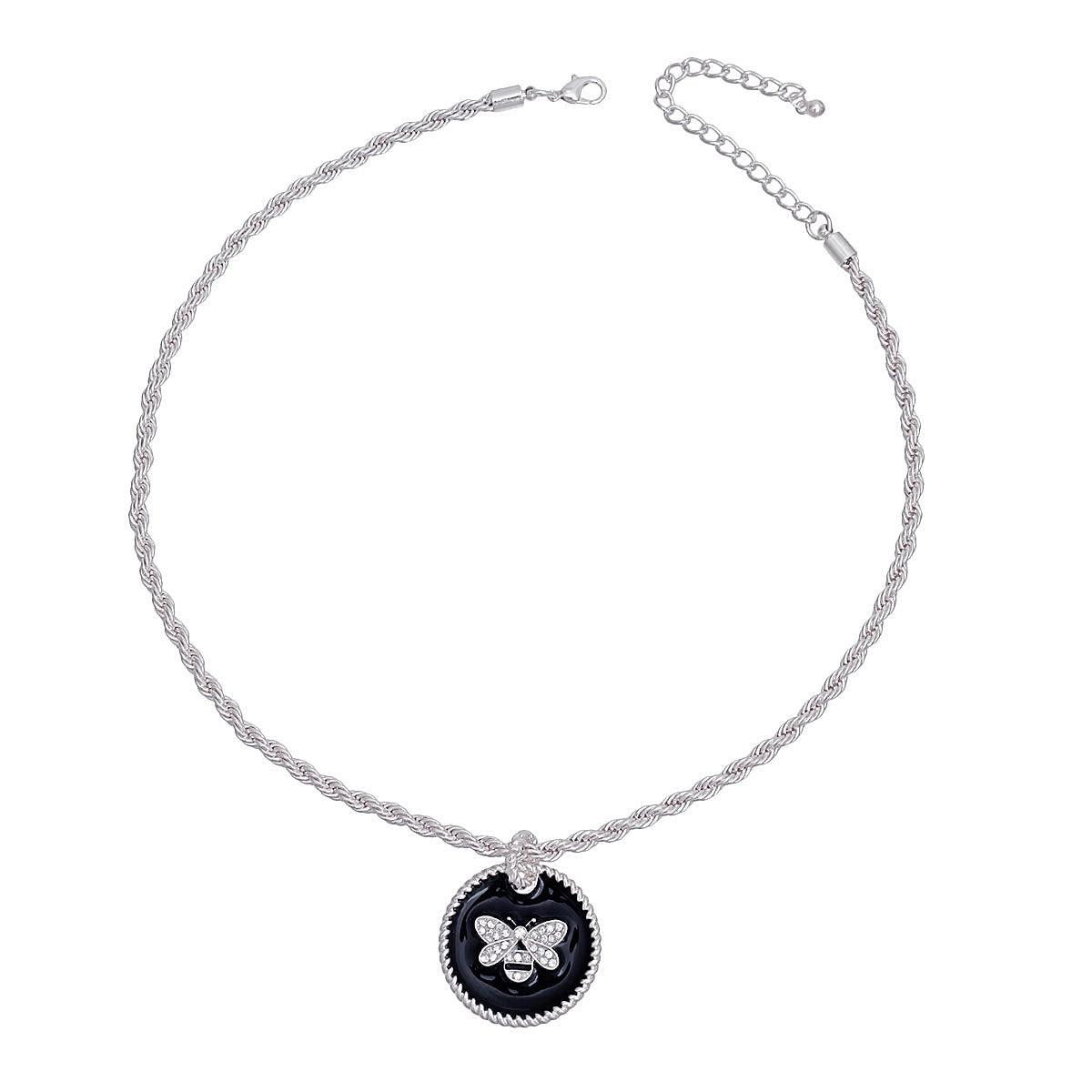 Stunning Black Silver Bee Necklace - Shop Fashion Jewelry Now