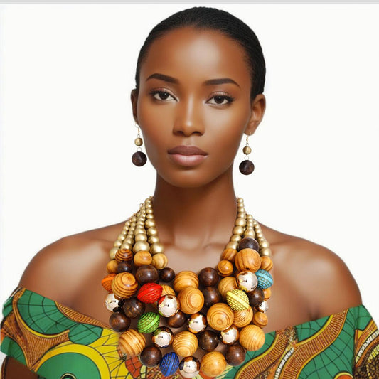 Stunning Multicolor Beaded Layered Necklace & Earrings Set - Shop Now