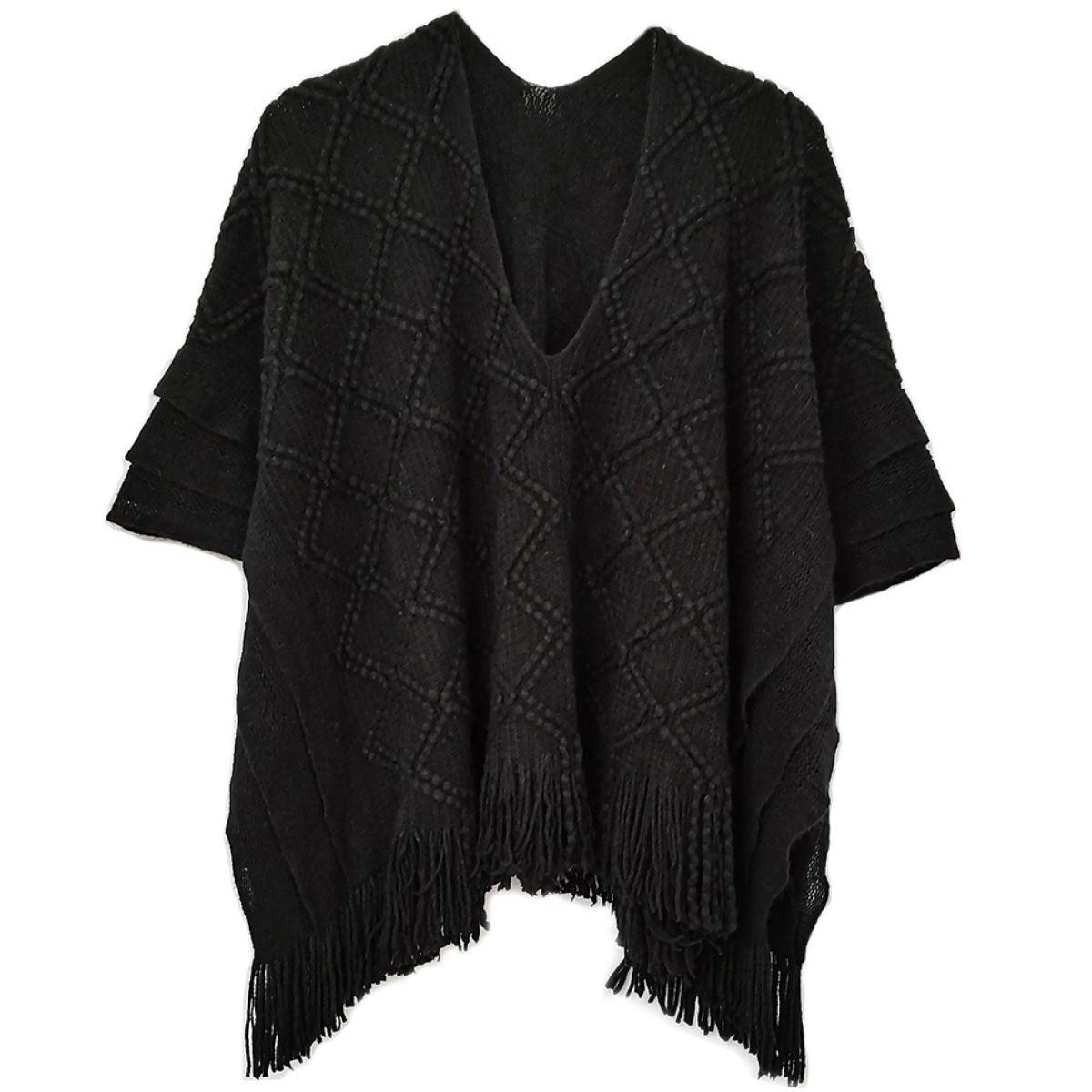 Stylish Black Crochet Poncho for Women - Unleash Your Inner Fashionista!
