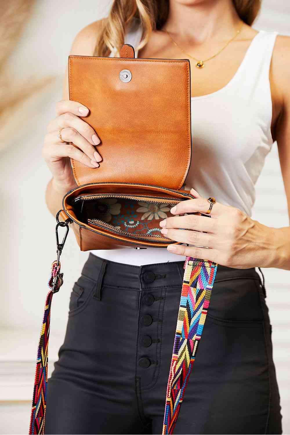 Stylish Faux Leather Crossbody Bag - Wide Strap Included!