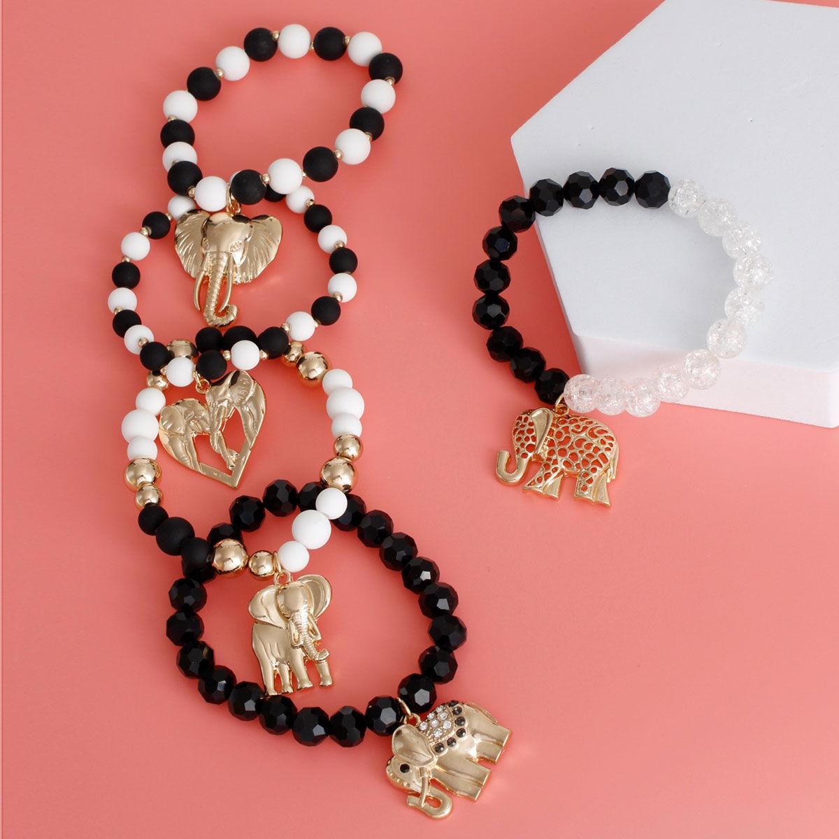 Stylish Monochromatic Beaded Bracelets with Charms - Shop Now!