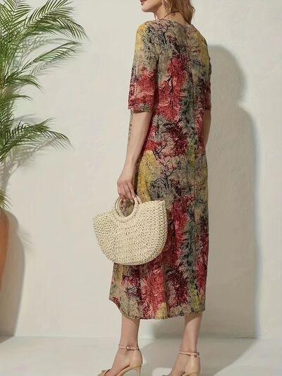 Stylish Printed Midi Dress - Half Sleeves for Comfort & Style