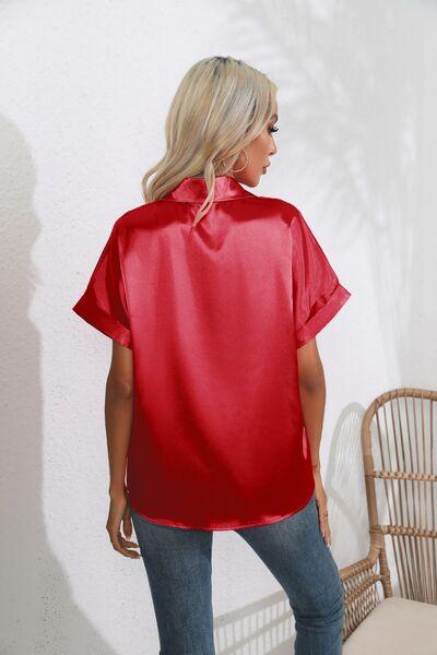 Stylish Short Sleeve Women's Collared Shirt | Fashion Relaxed Style