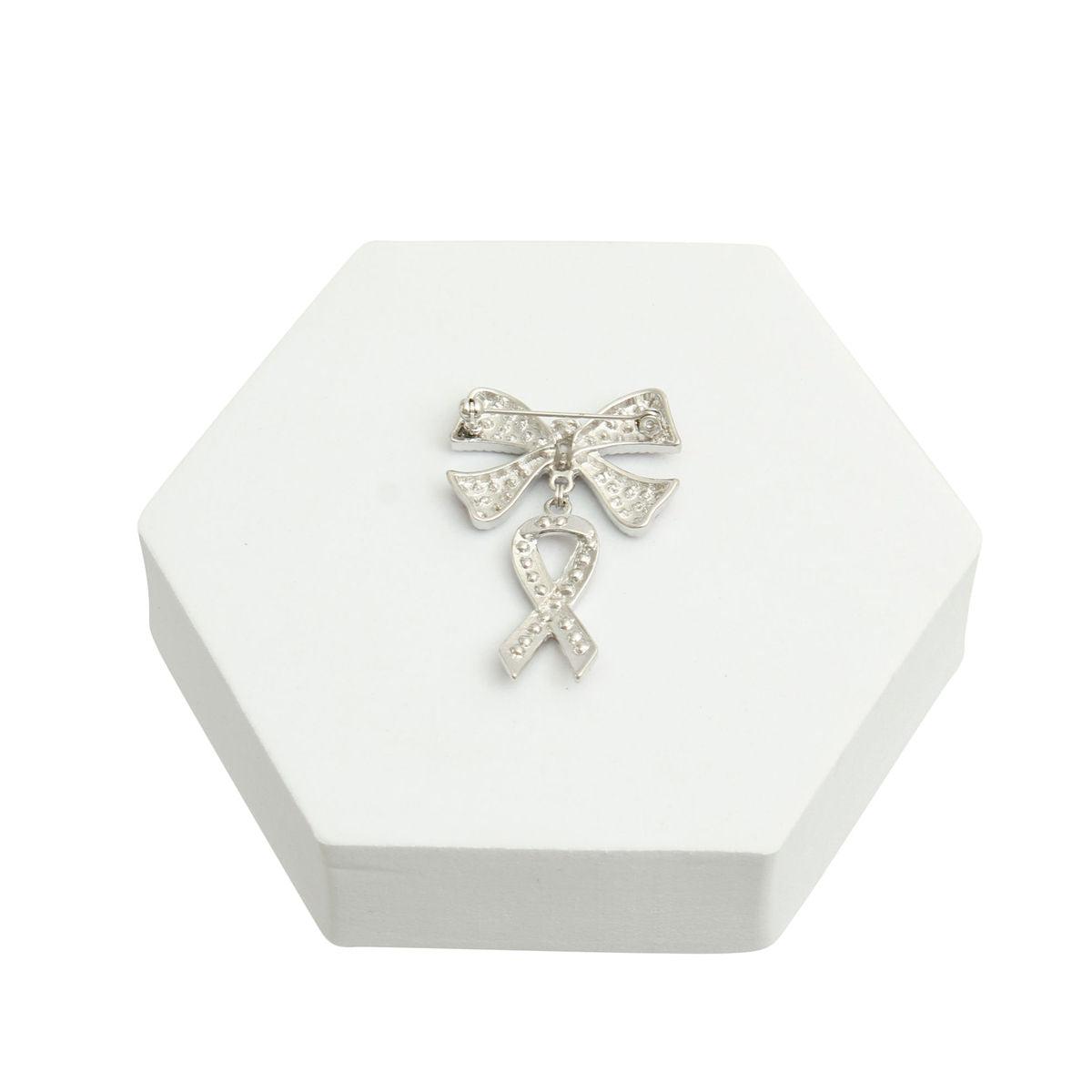 Stylish Silver Tone Lapel Pin with Double Pink Ribbon - Buy Today!