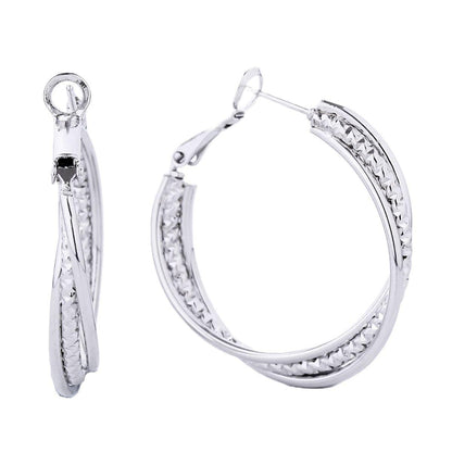 The Perfect Accessory: White Gold Small Diamond-Cut Hoop Earrings - Fashion Jewelry
