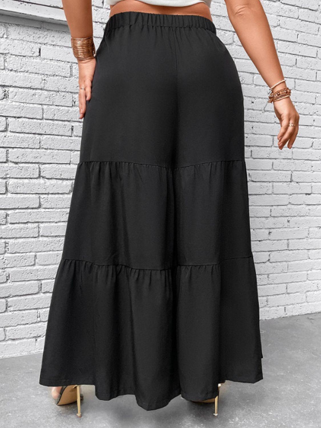 Trendy Black Plus Size Pants: Tiered Fashion & Wide Leg Style for Women