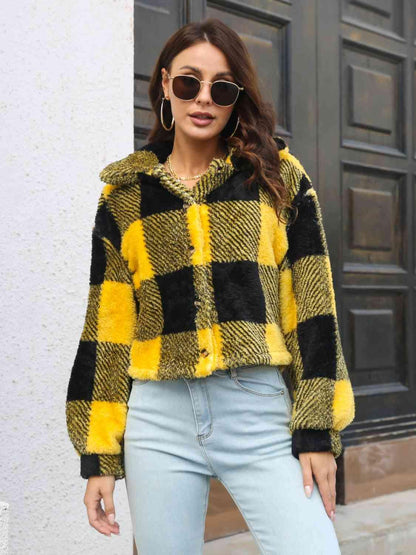 Trendy Plaid Jacket for Women | Stylish Dropped Shoulder Design