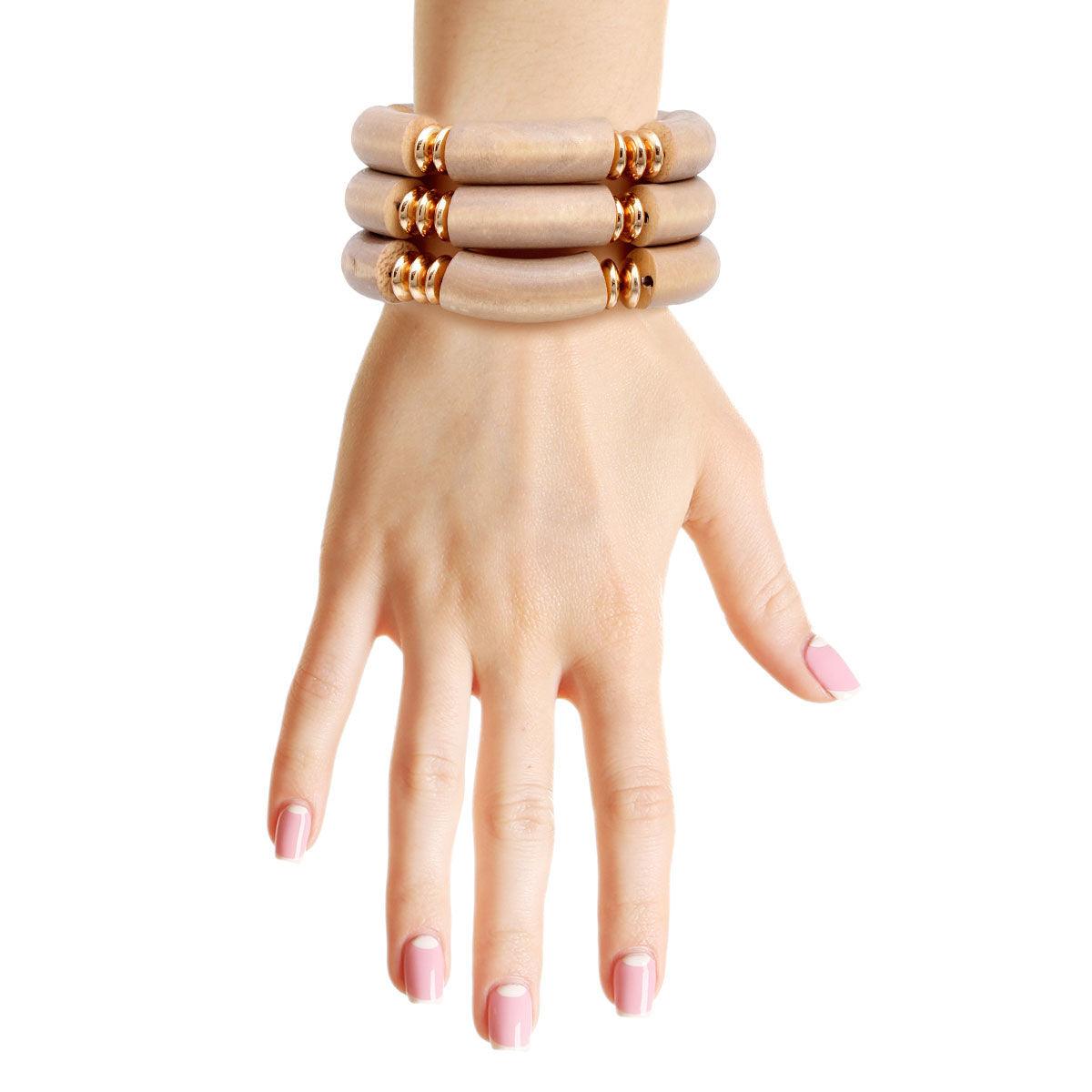 Unique Brown Wood Bangle Set for a Stylish Look