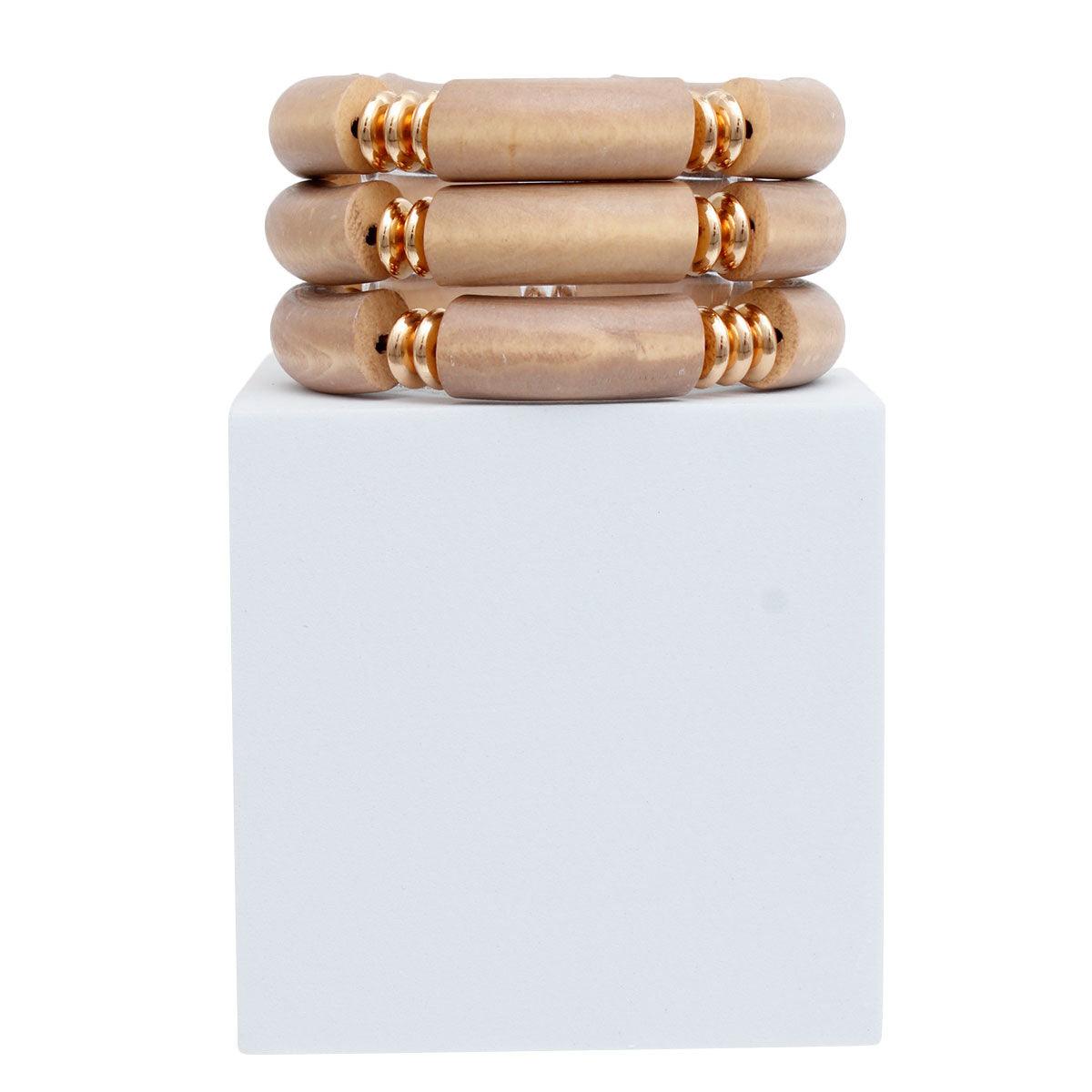 Unique Brown Wood Bangle Set for a Stylish Look