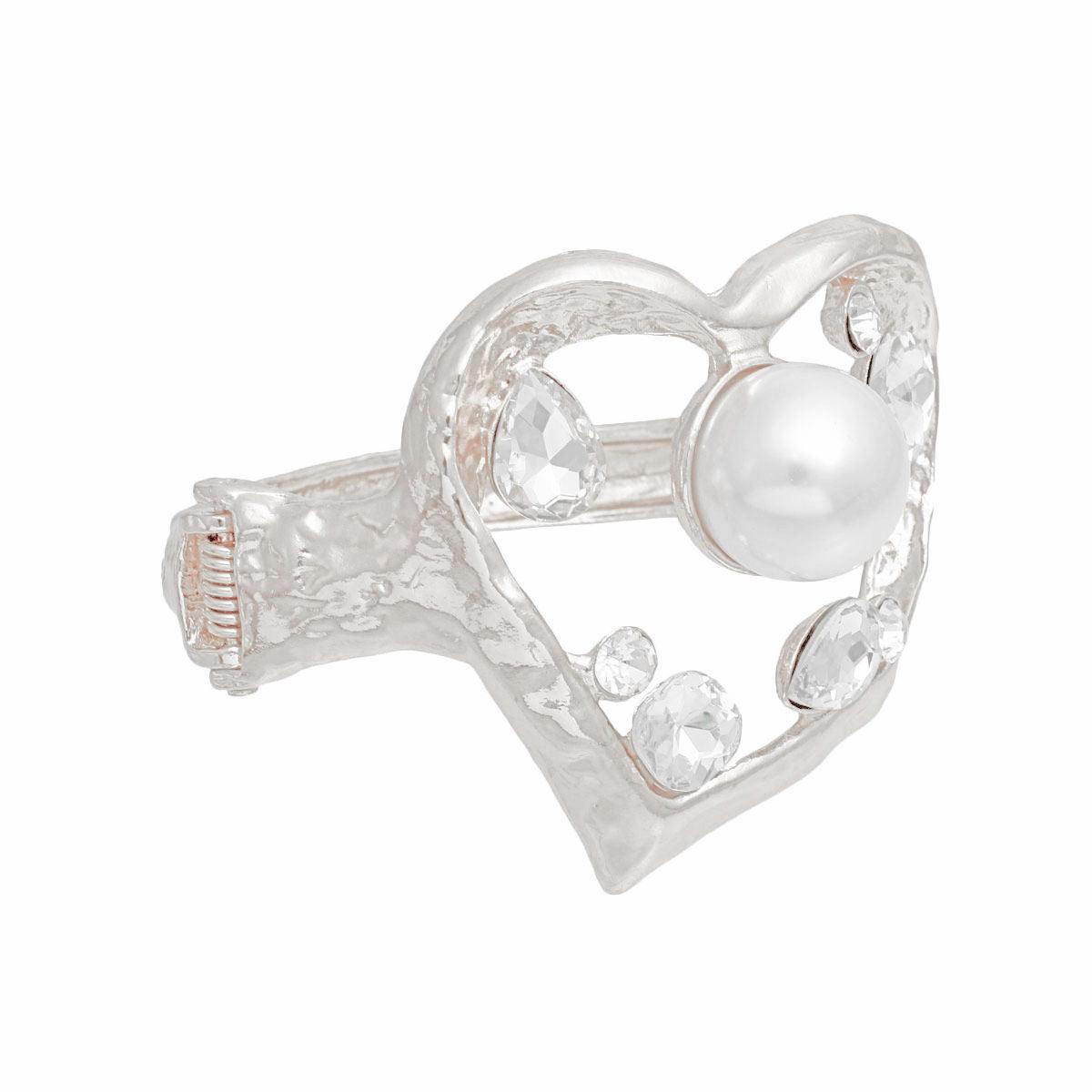 Unlock Love with the Silver Open Heart Crystal Hinge Cuff Bracelet
