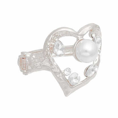Unlock Love with the Silver Open Heart Crystal Hinge Cuff Bracelet