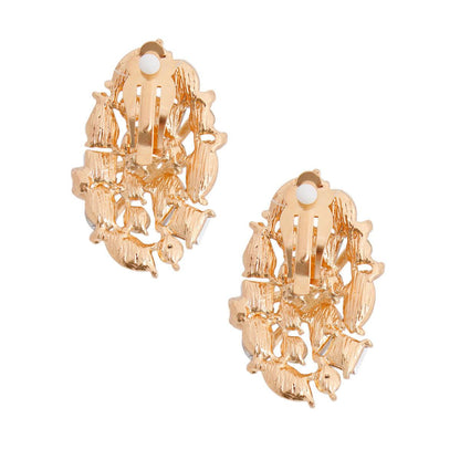 Unlock Retro Glam with Clear Gold Oval Clip Earrings