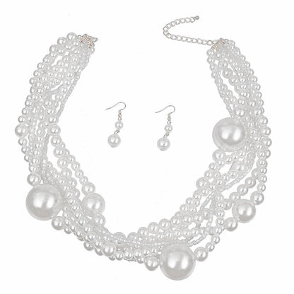 Unveil Sophistication with a Stunning White Pearl Torsade Necklace Set