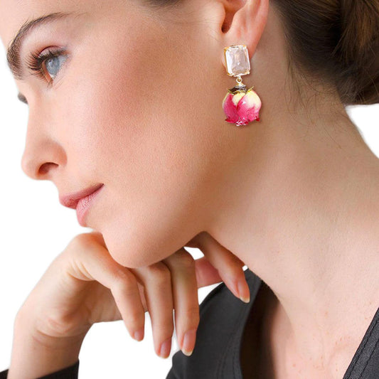 Unveil the Charm: Exclusive Drop Rose Bud Earrings Awaiting You