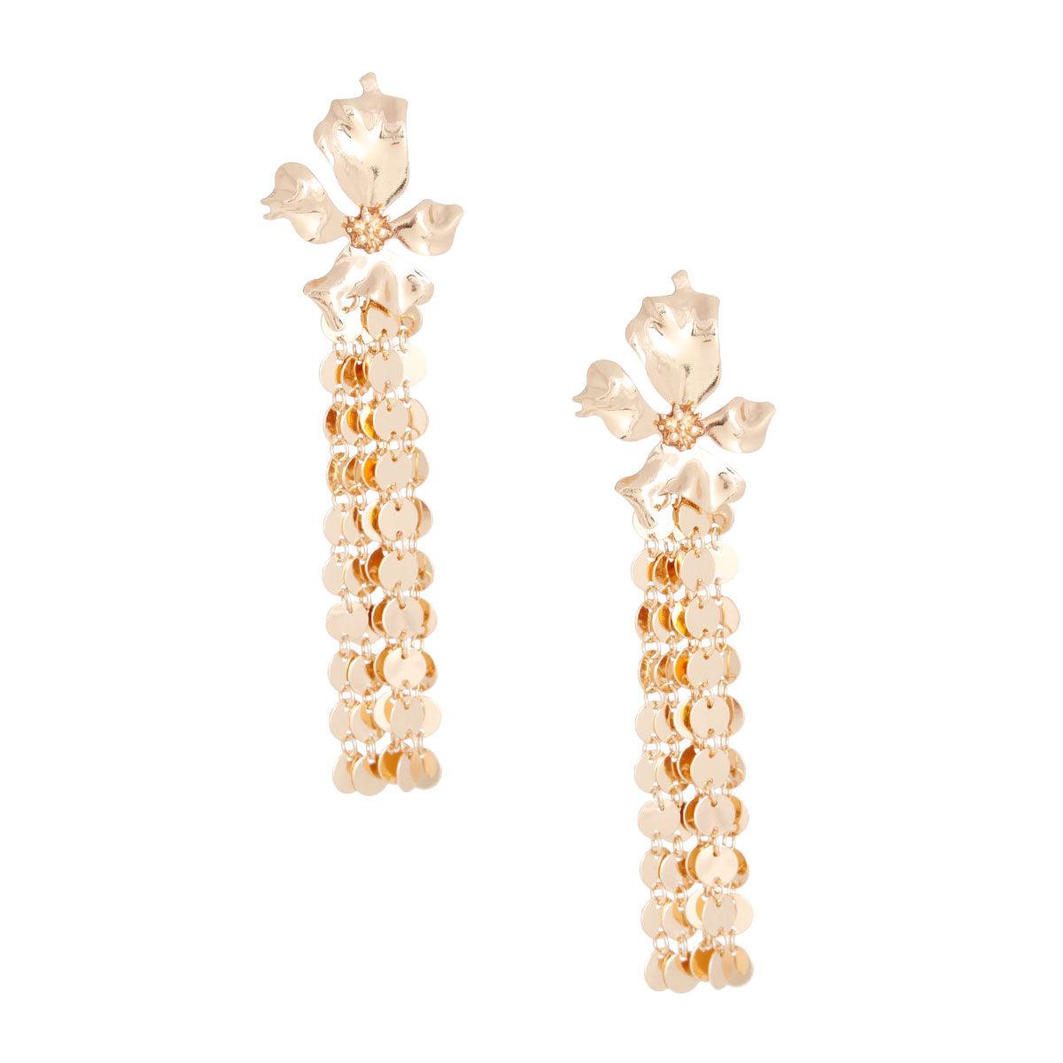 Upgrade Your Style with Drop & Linear Gold-finish Flower Earrings