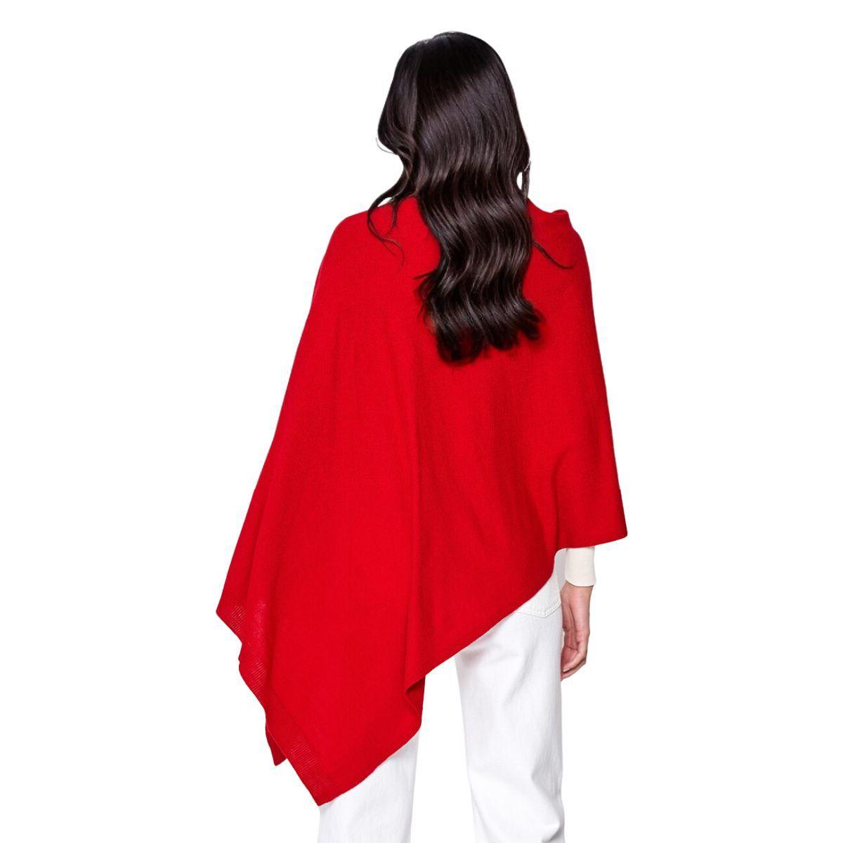 Upgrade your wardrobe with our Chic Red Scarf Poncho Wrap