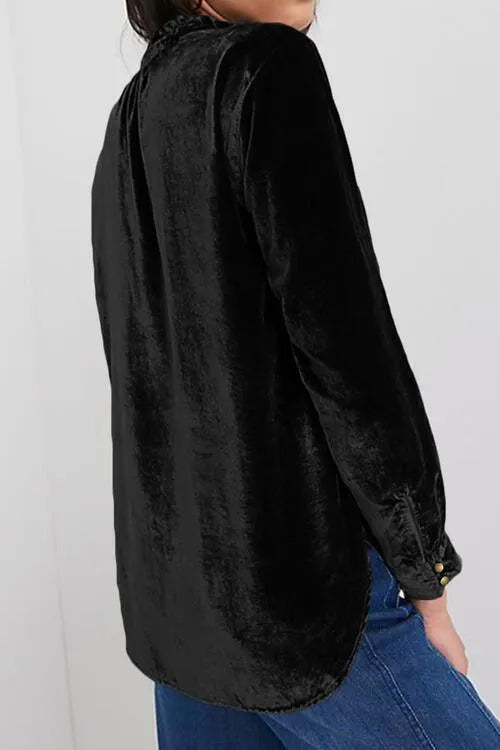 Velvet Vixen: Notched Neck Blouse Ready to Wow!