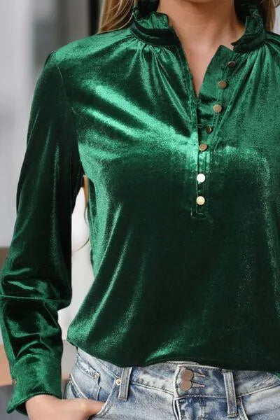 Velvet Vixen: Notched Neck Blouse Ready to Wow!