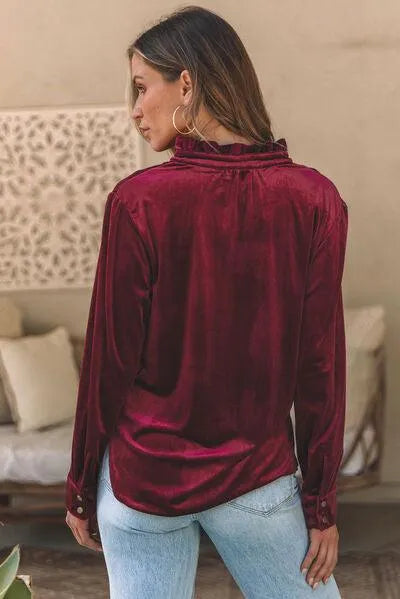 Velvet Vixen: Notched Neck Blouse Ready to Wow!