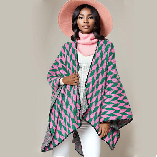 Versatile Geometric Print Print Kimono Cardigan Pink-green: Unleash Your Wild Side