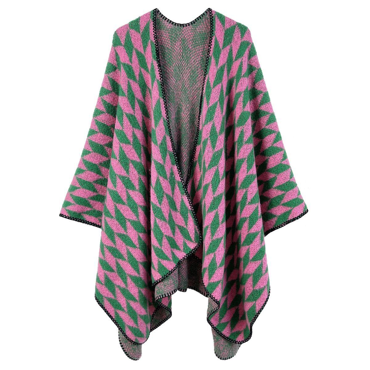 Versatile Geometric Print Print Kimono Cardigan Pink-green: Unleash Your Wild Side