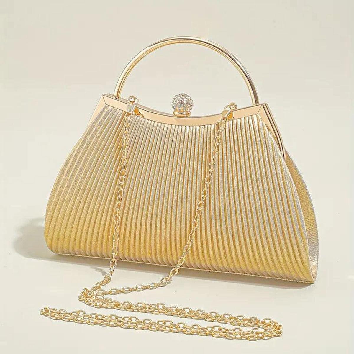 Versatile Gold Ruched Handbag for Stylish Women