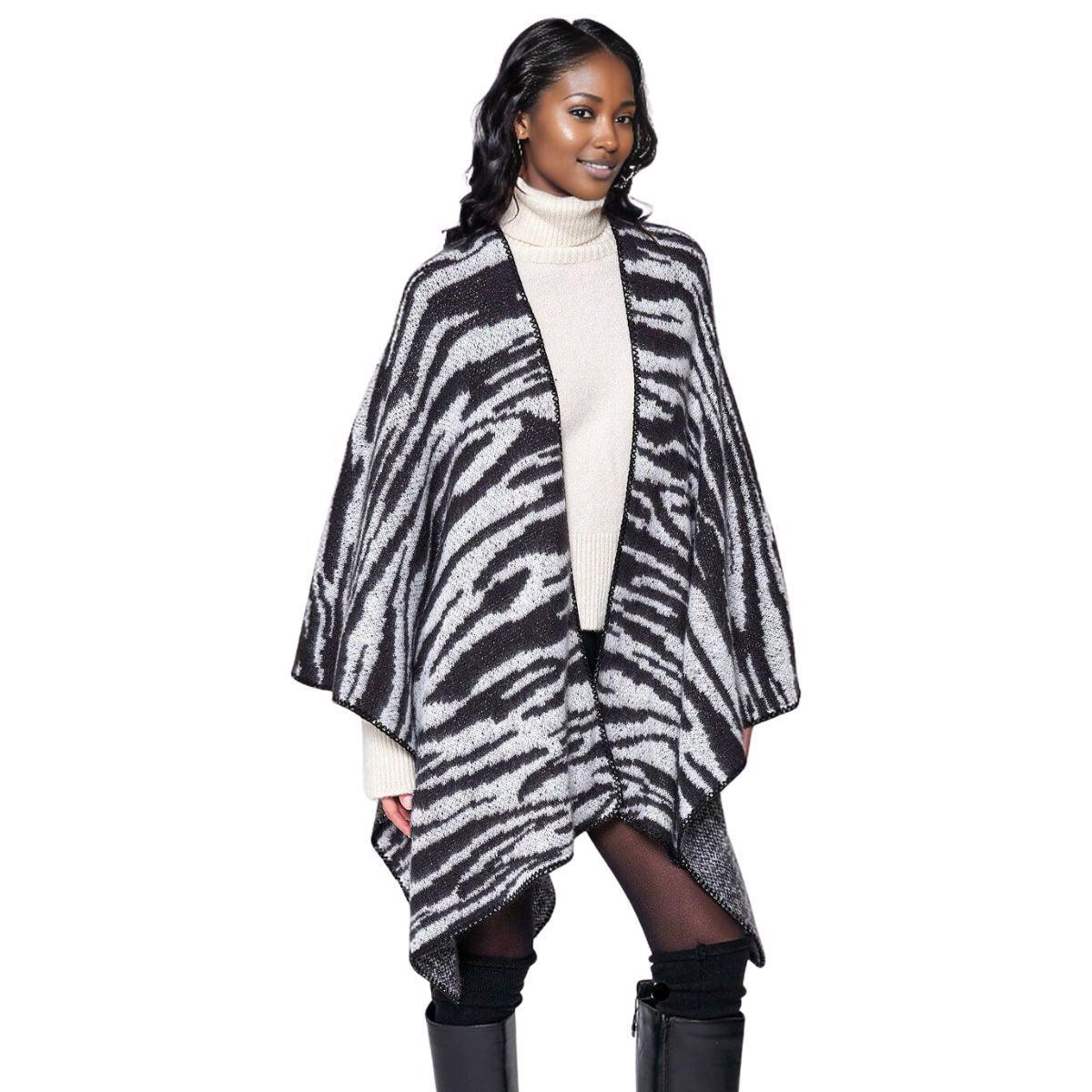 Versatile Zebra Print Kimono Cardigan Black-white: Unleash Your Wild Side