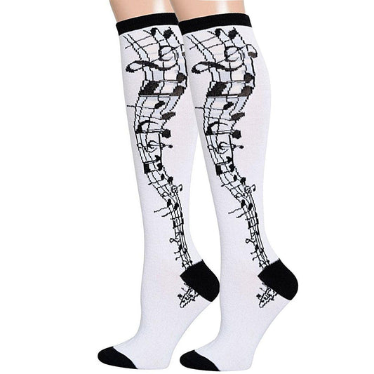 White Musical Notes Socks for Women: Accessories in Harmony