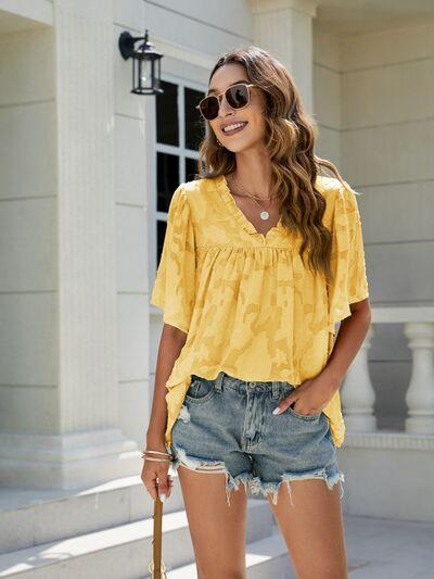 Why Everyone's Loving Our Frill V-Neck Half Sleeve Blouse!