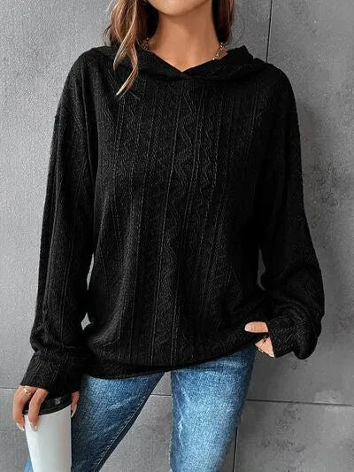 Women's Dropped Shoulder Hoodie: Comfy & Stylish Texture