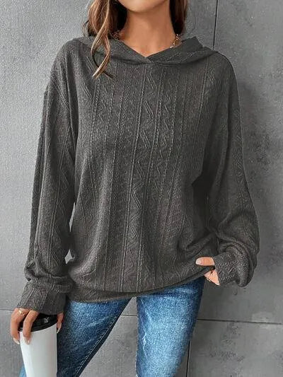 Women's Dropped Shoulder Hoodie: Comfy & Stylish Texture