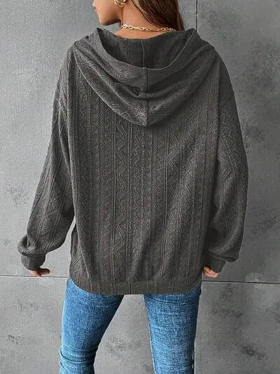 Women's Dropped Shoulder Hoodie: Comfy & Stylish Texture