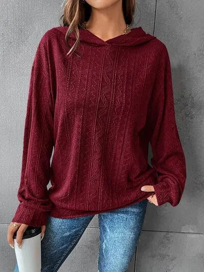 Women's Dropped Shoulder Hoodie: Comfy & Stylish Texture