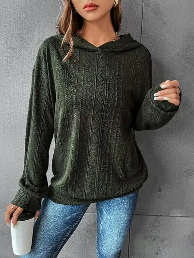 Women's Dropped Shoulder Hoodie: Comfy & Stylish Texture