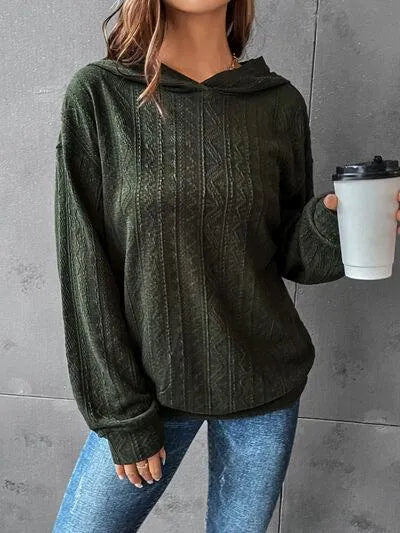 Women's Dropped Shoulder Hoodie: Comfy & Stylish Texture