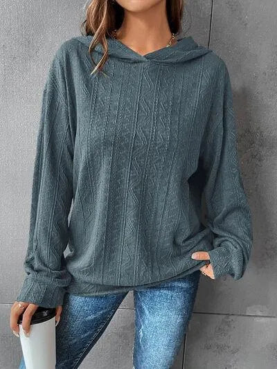 Women's Dropped Shoulder Hoodie: Comfy & Stylish Texture