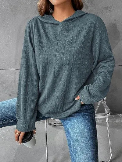 Women's Dropped Shoulder Hoodie: Comfy & Stylish Texture