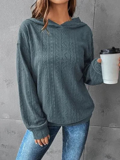 Women's Dropped Shoulder Hoodie: Comfy & Stylish Texture