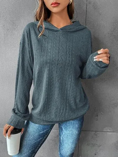 Women's Dropped Shoulder Hoodie: Comfy & Stylish Texture