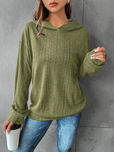 Women's Dropped Shoulder Hoodie: Comfy & Stylish Texture