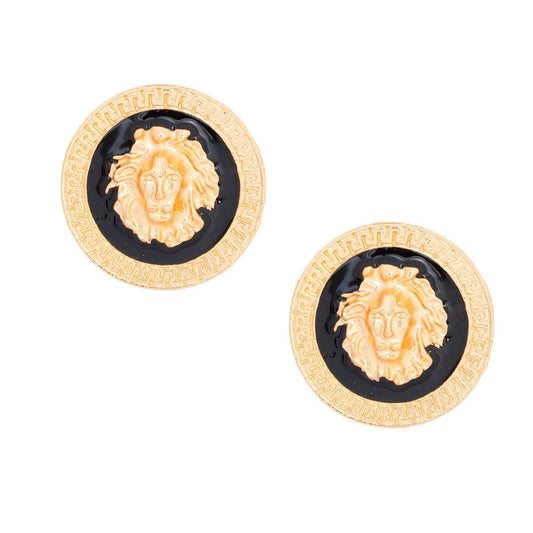 Women's Lion Stud Earrings Gold/Black