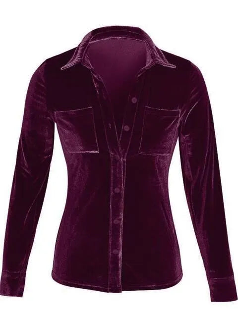 Women's Tailored Collared Shirt with Button-Up and Breast Pockets